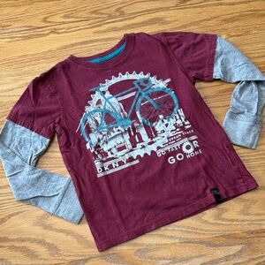DKNY Kids Maroon and Gray Long Sleeve Tee
